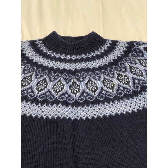 Paul Mage Sweater Womens Large Blue Fair Isle Wool Made in Denmark Vintage - Picture 1 of 11